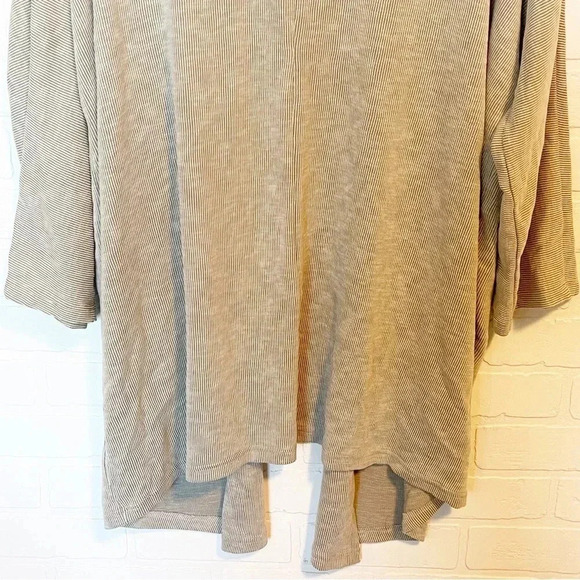 Anthropologie DONNI. Ribbed Open Front Sweater Cardigan beige OSFA - Picture 9 of 9